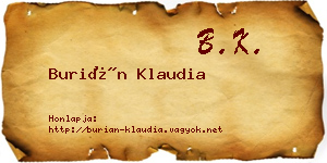 Burián Klaudia névjegykártya